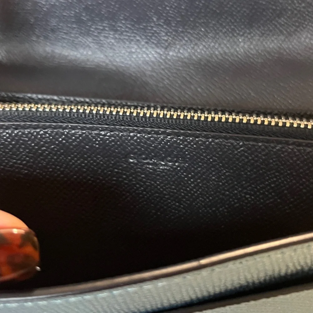 EUC Coach Blue Metalic Wristlet Wallet